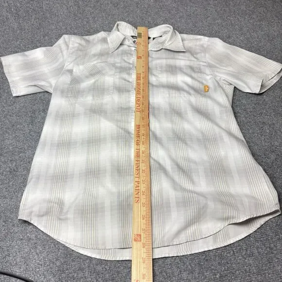 Element Wood & Thread Medium Shirt Button White Gray Plaid Striped Surf Casual - Picture 5 of 6